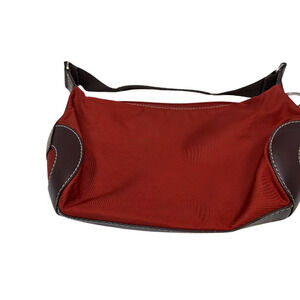 Lancel Red Nylon Leather Shoulder Bag